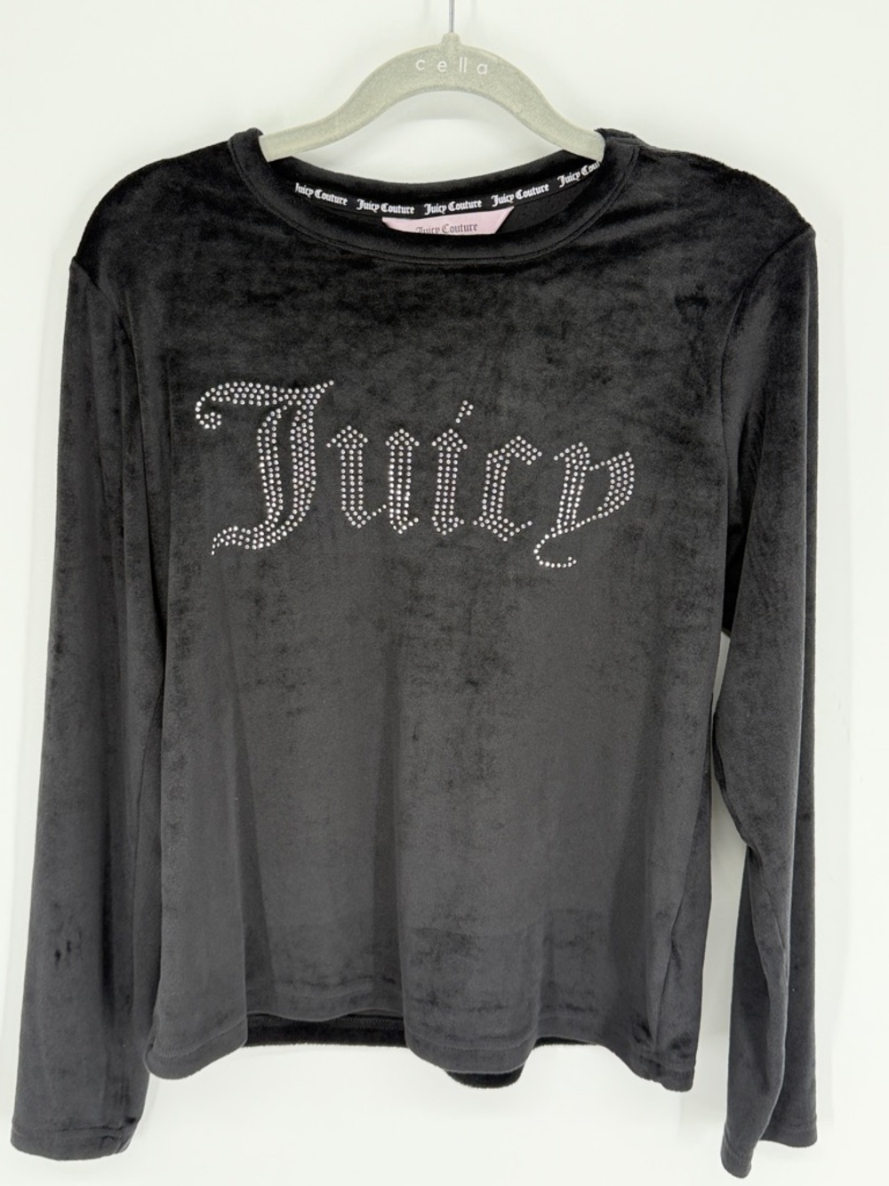 Juicy Couture Black Velvet Studded Top Size Medium